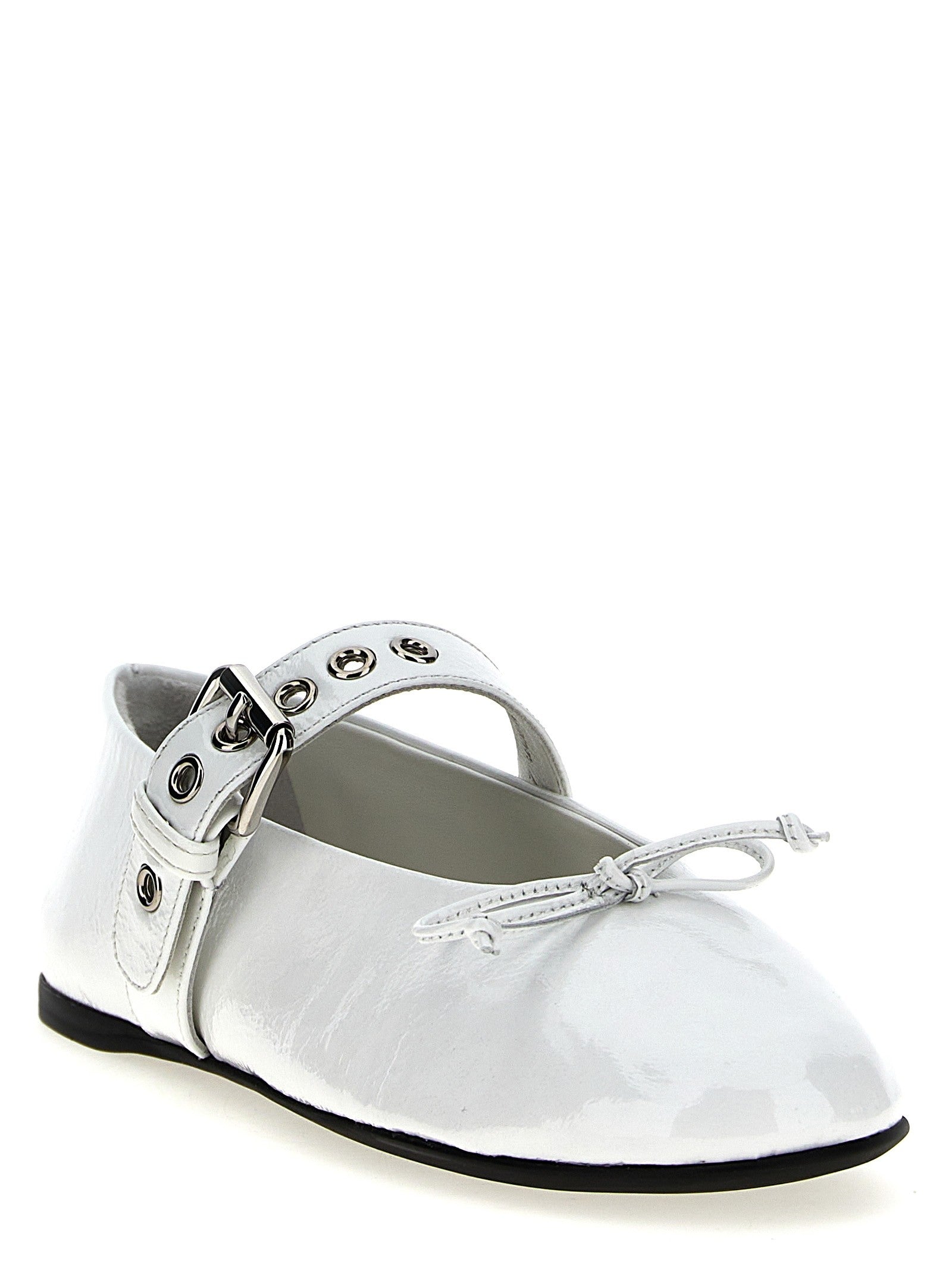 Buckle and bow ballet flats