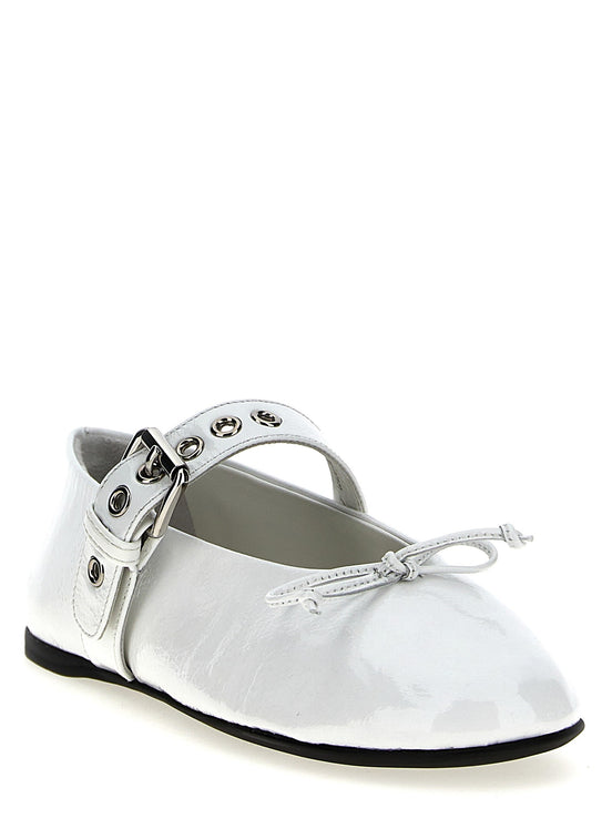 Buckle and bow ballet flats