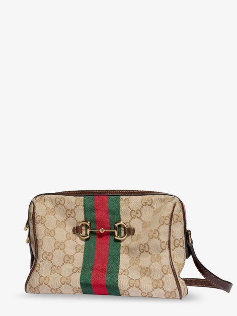Camera bag GG fabric crossbody bag with metal Horsebit