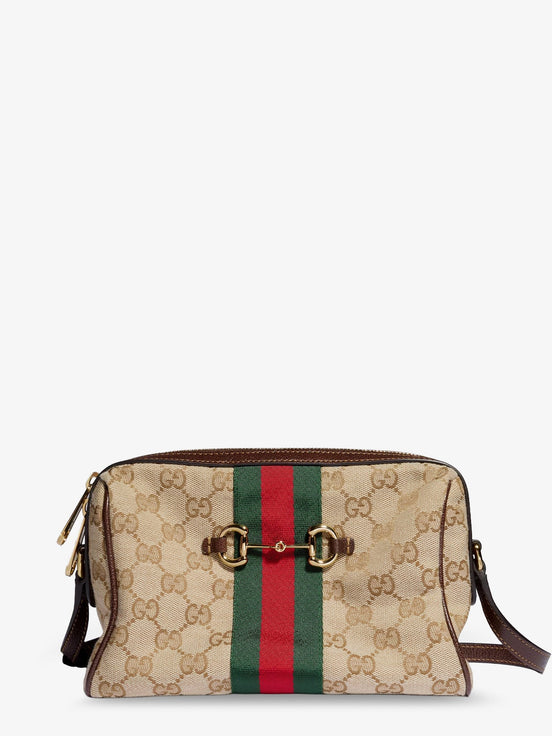 Camera bag GG fabric crossbody bag with metal Horsebit