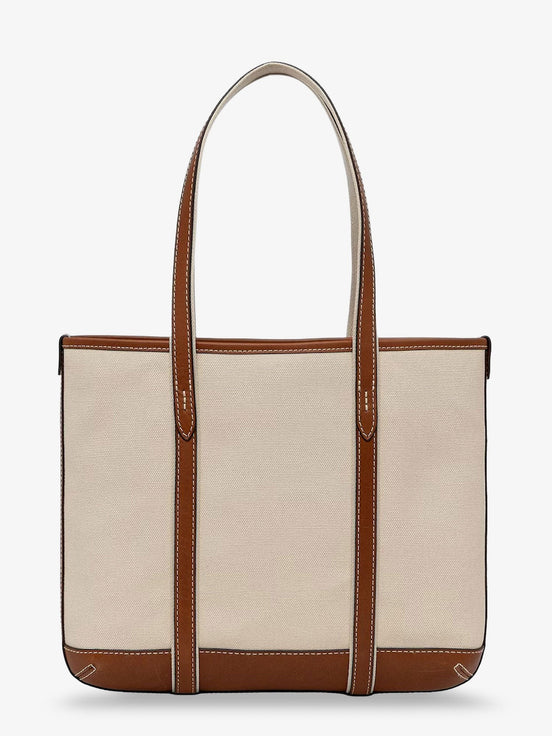 Canvas shoulder bag with embroidered logo on the front