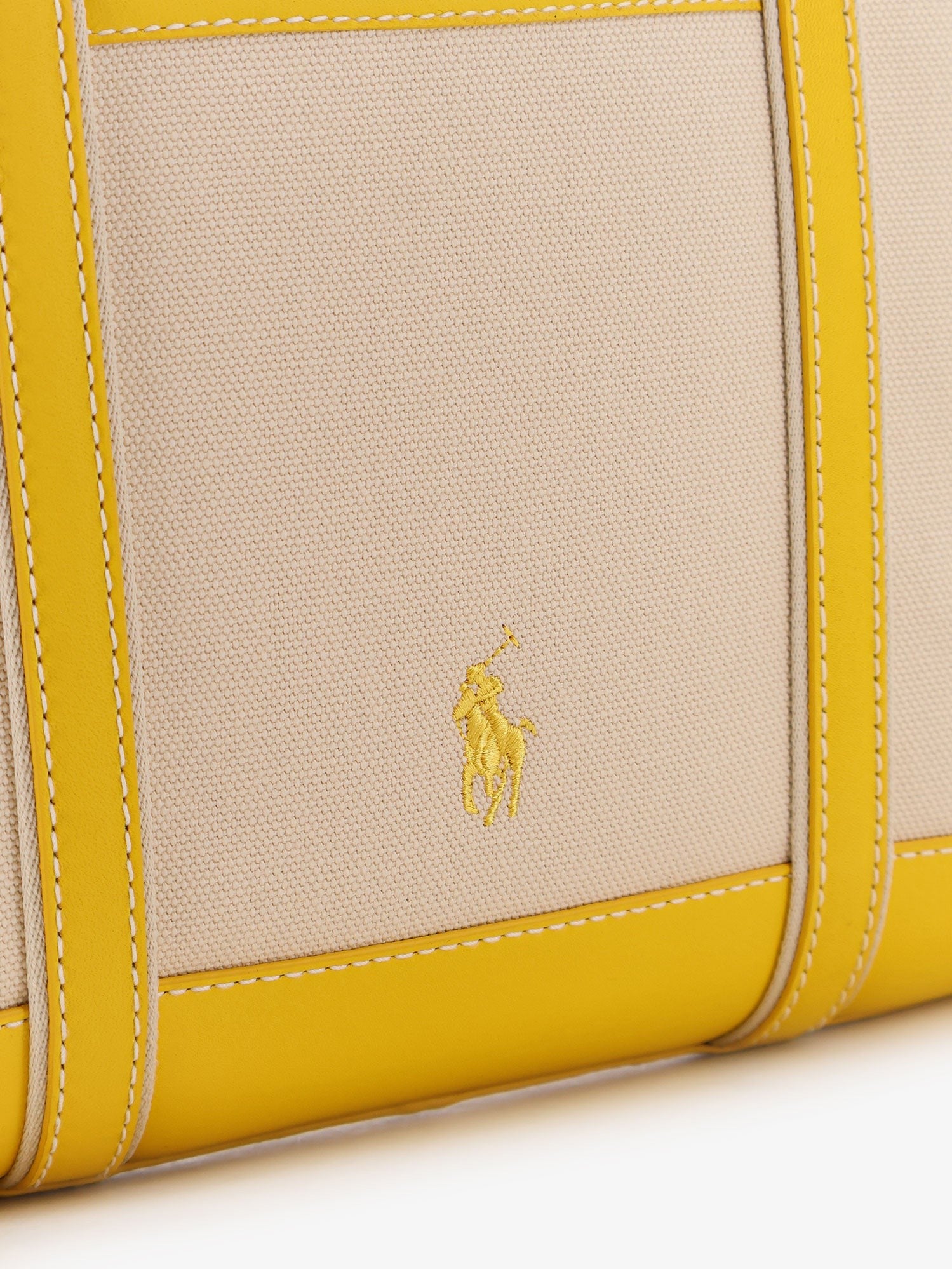 Canvas shoulder bag with embroidered logo on the front
