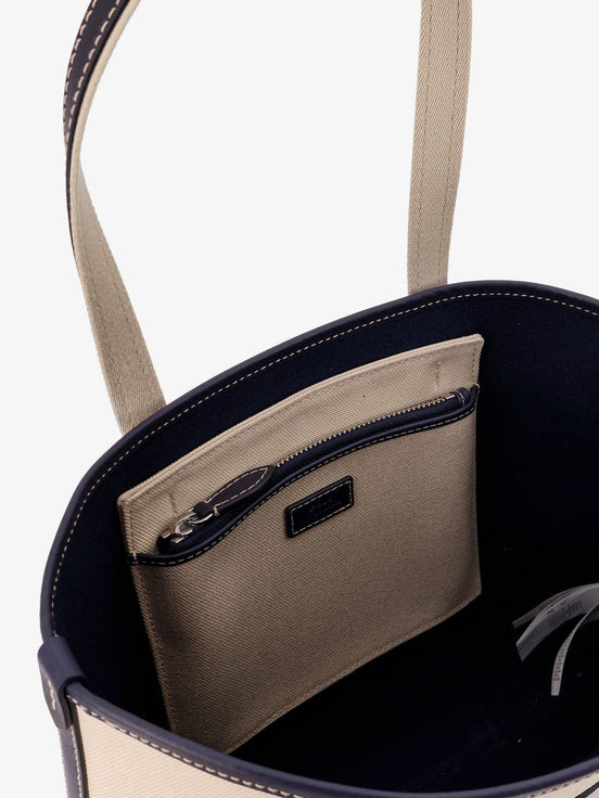 Canvas shoulder bag with embroidered logo on the front