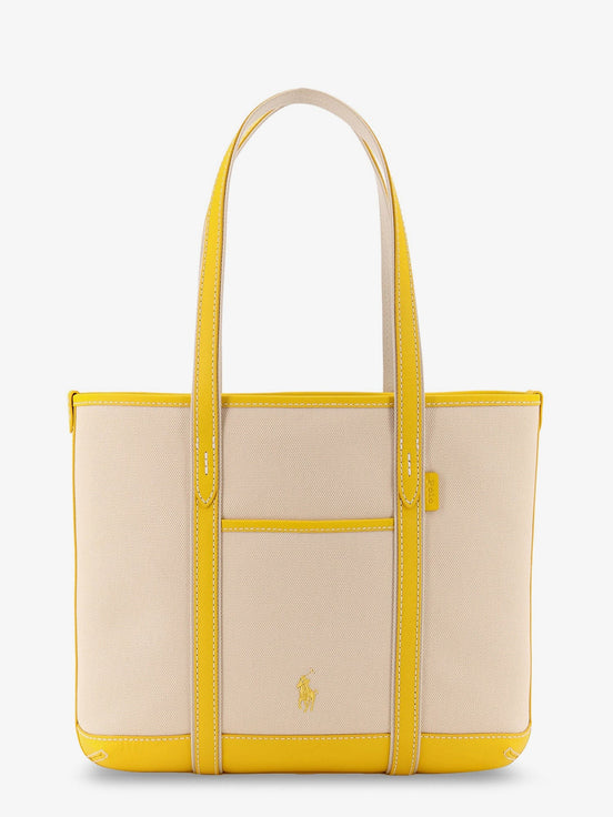 Canvas shoulder bag with embroidered logo on the front