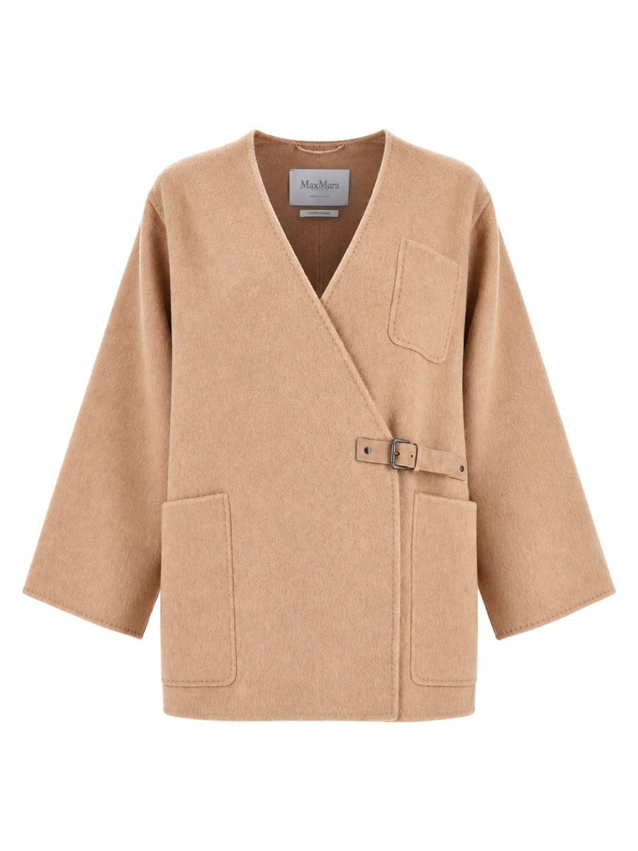 Cappotto Cardigan In Cammello e Mohair