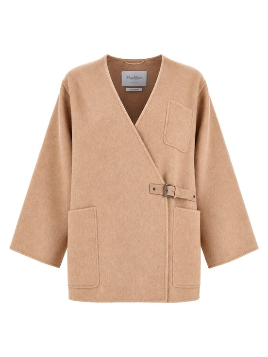 Cappotto Cardigan In Cammello e Mohair