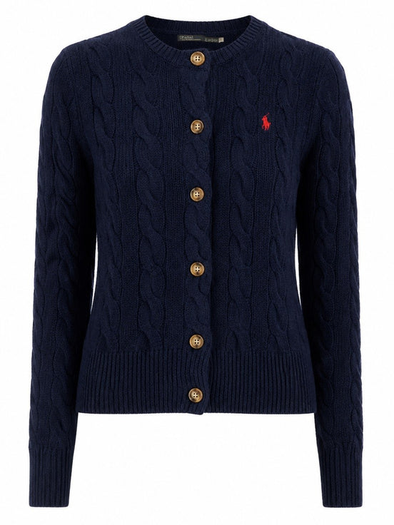 CARDIGAN A TRECCE CON LOGO