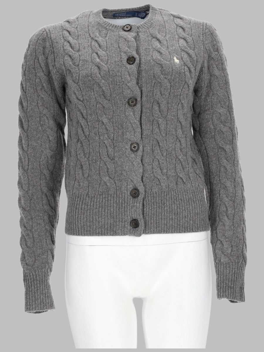 CARDIGAN A TRECCE CON LOGO