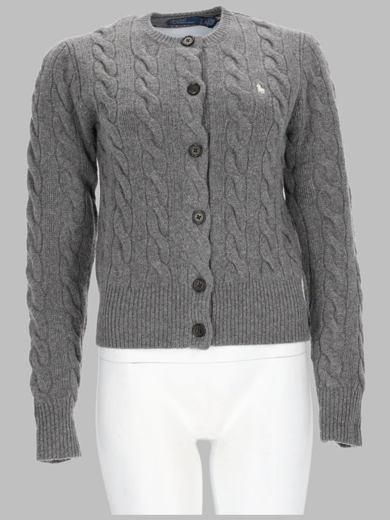 CARDIGAN A TRECCE CON LOGO