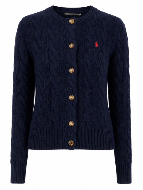 CARDIGAN A TRECCE CON LOGO