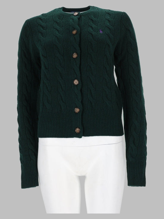 Cardigan A Trecce Con Logo