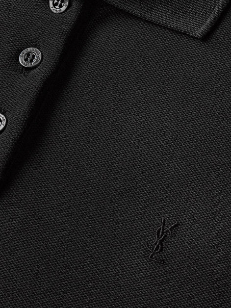 Saint Laurent Cassandre Cotton Piqué Cotton Polo Shirt