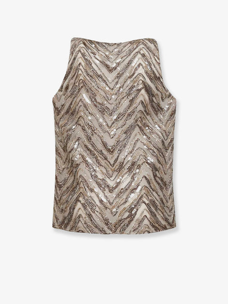 Brunello Cucinelli Chevron Sequin Top