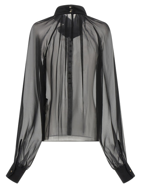 Chiffon blouse with flower