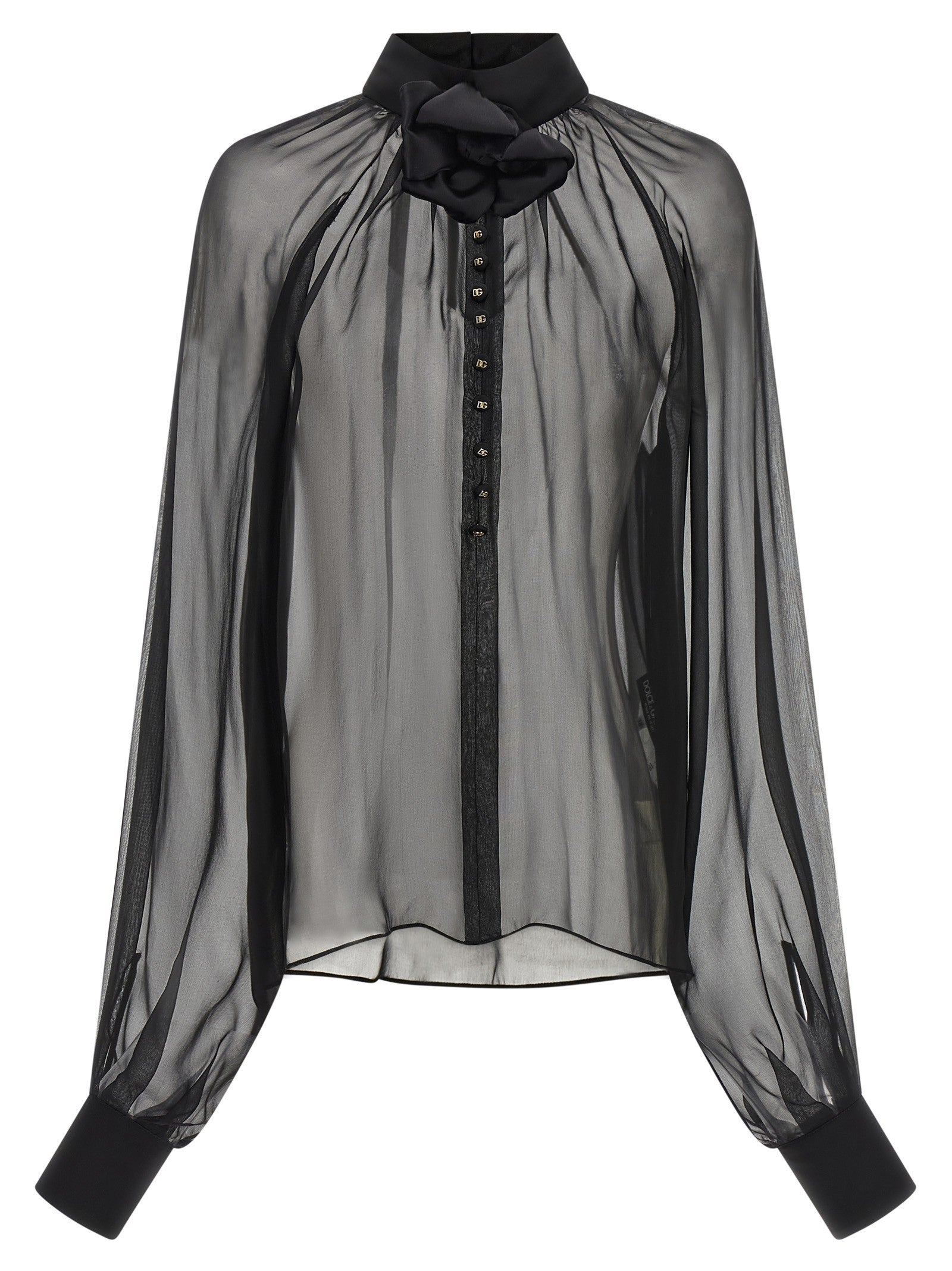Chiffon blouse with flower