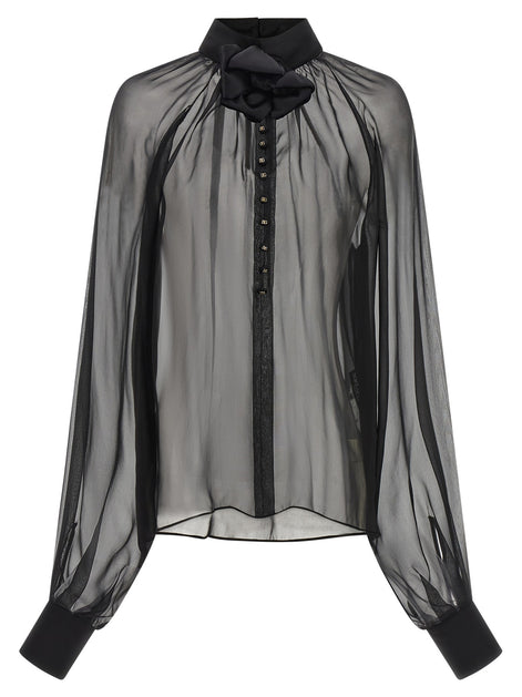 Chiffon blouse with flower