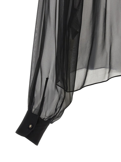 Chiffon blouse with flower
