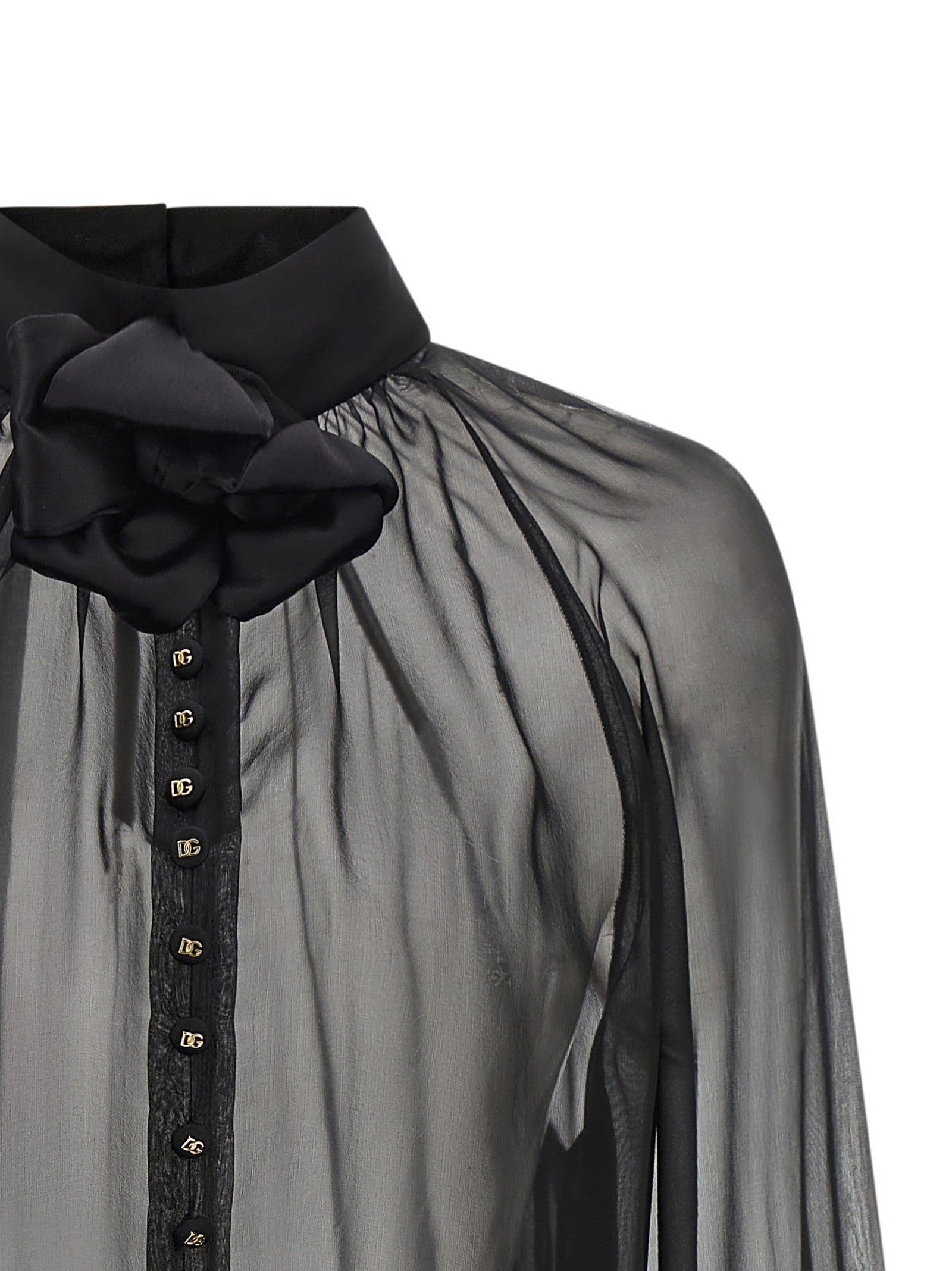 Chiffon blouse with flower