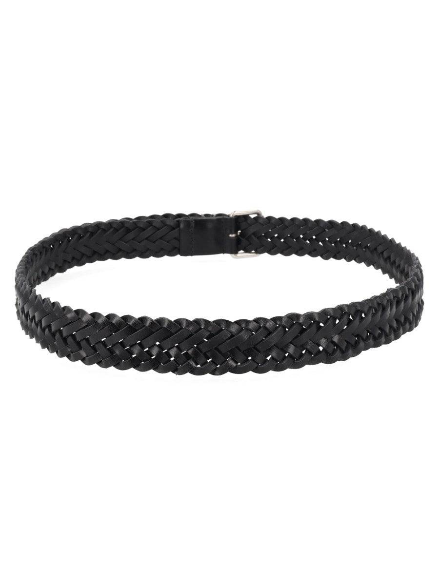 Saint Laurent Cintura Cassandre In Pelle Intrecciata