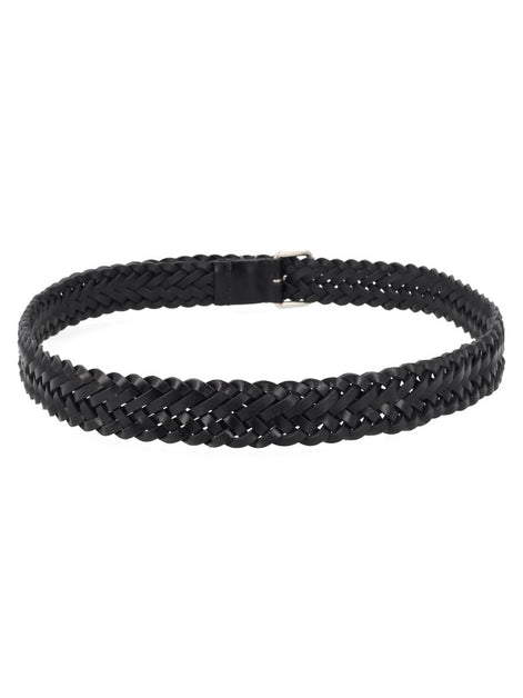Saint Laurent Cintura Cassandre In Pelle Intrecciata