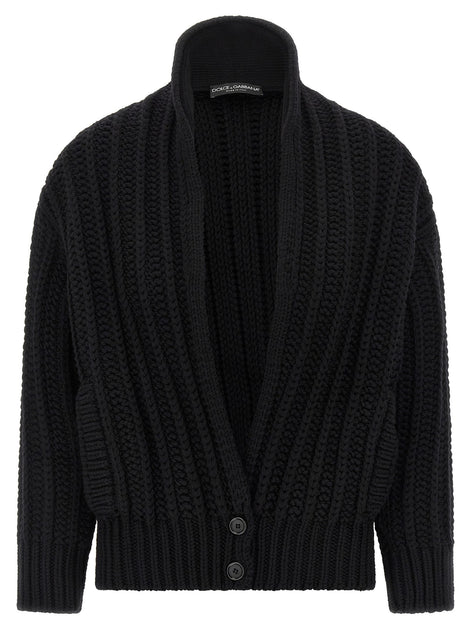 Coarse wool cardigan
