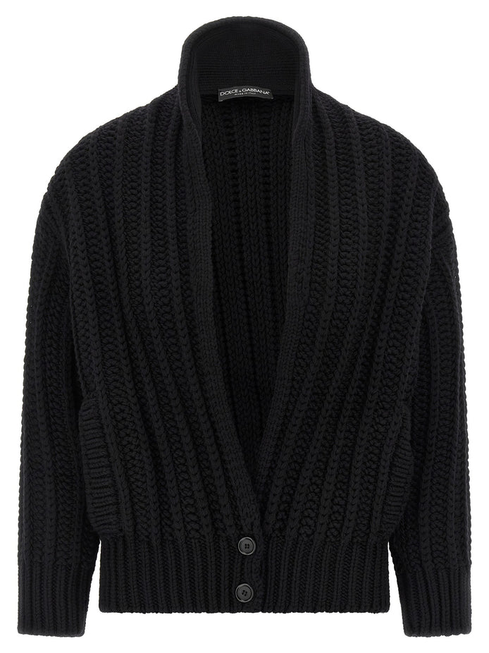 Coarse wool cardigan