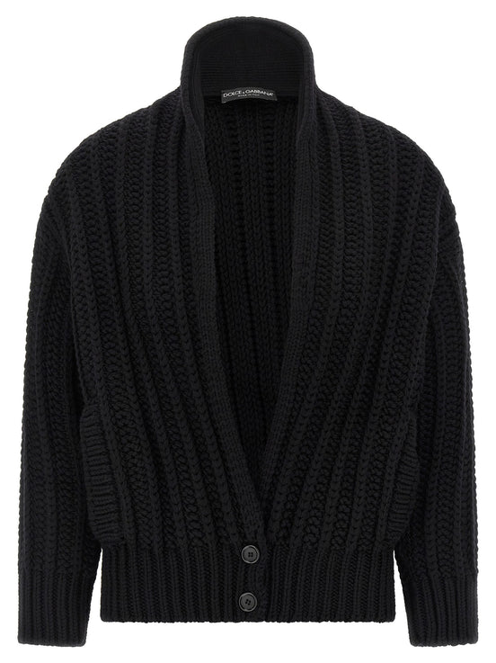 Coarse wool cardigan