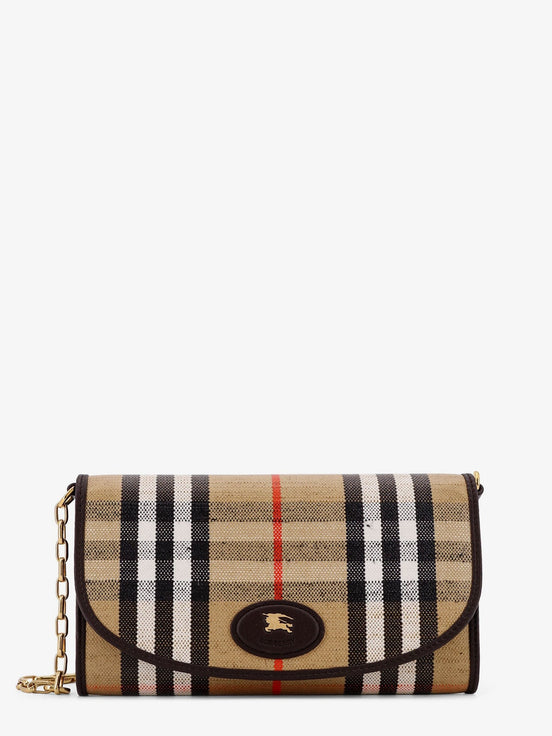 Coated canvas crossbody bag with check pattern