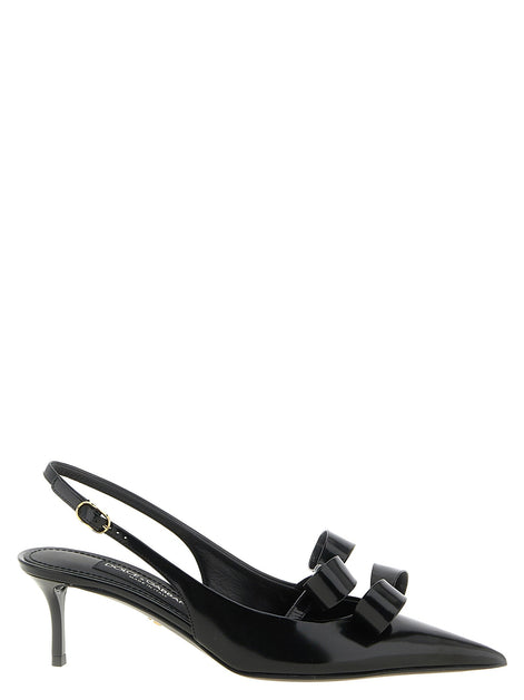 Patent leather sandals with front bow detail