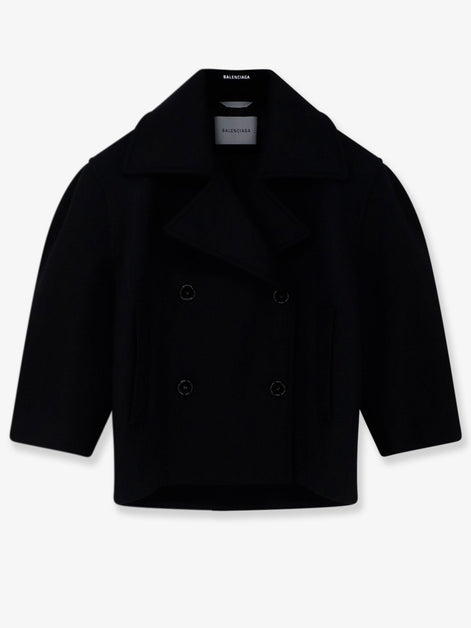 Compact double-wool cocoon peacoat