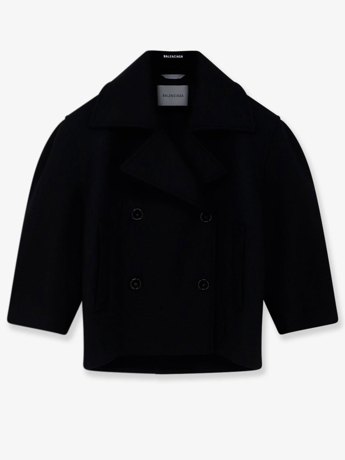 Compact double-wool cocoon peacoat