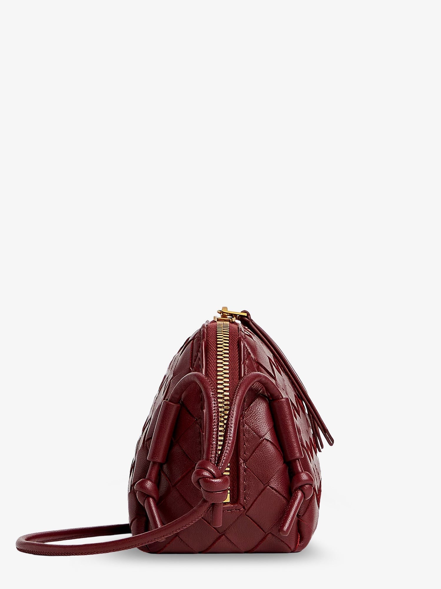 Concert Pouch Leather Shoulder Bag with Intrecciato Pattern