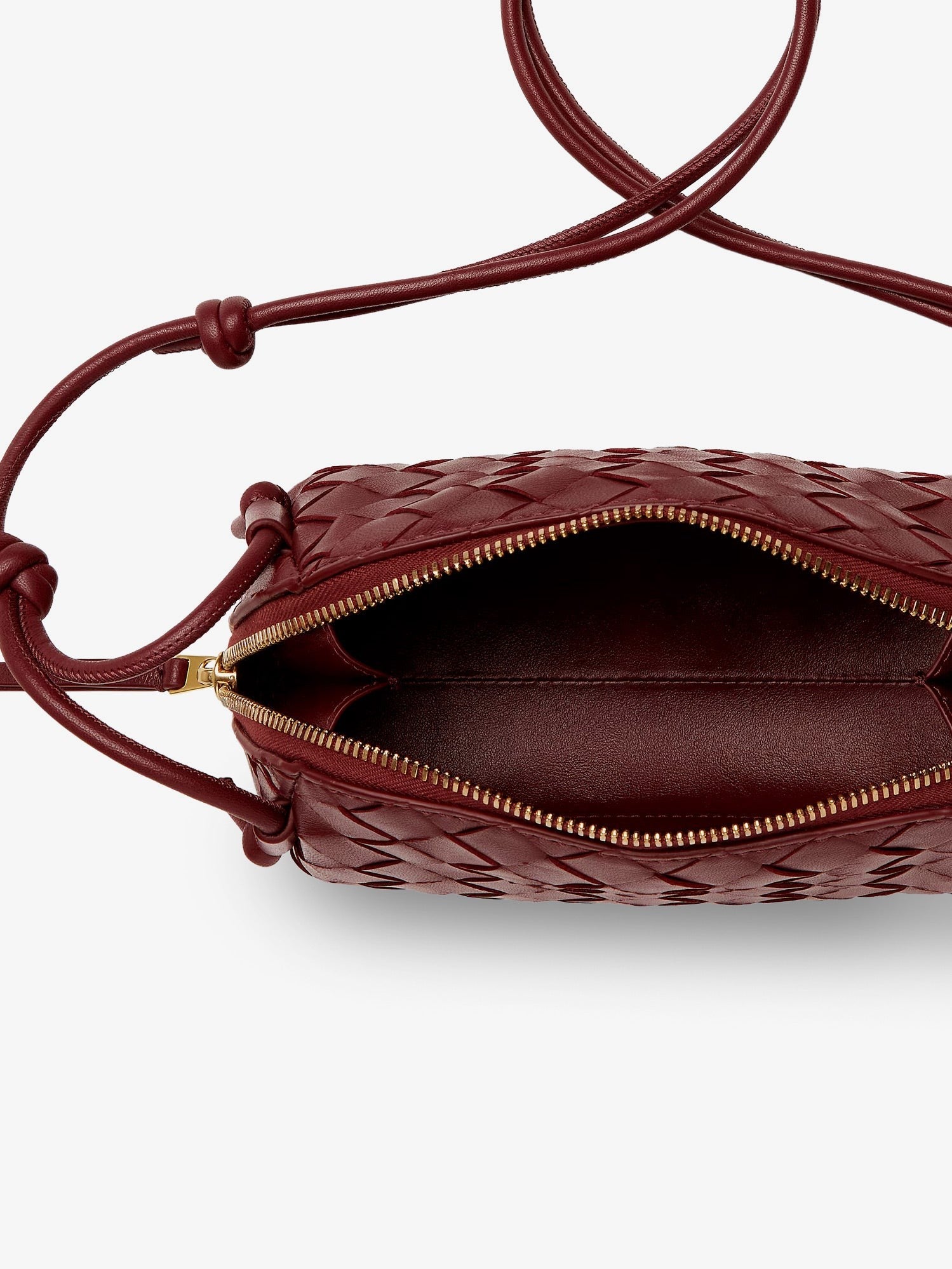 Concert Pouch Leather Shoulder Bag with Intrecciato Pattern