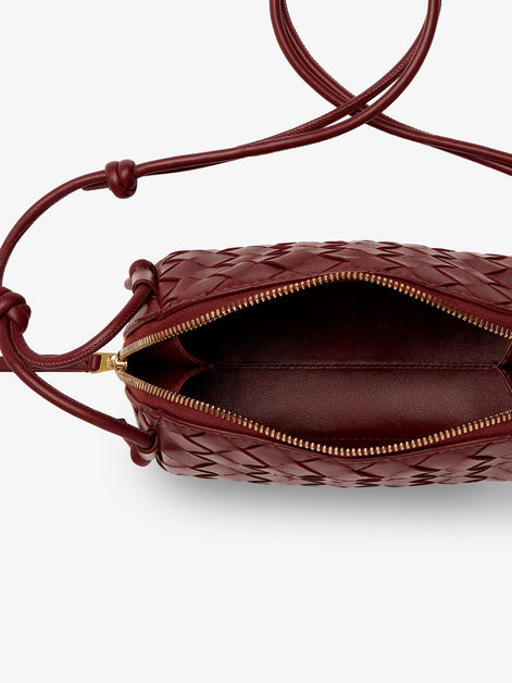 Concert Pouch Leather Shoulder Bag with Intrecciato Pattern