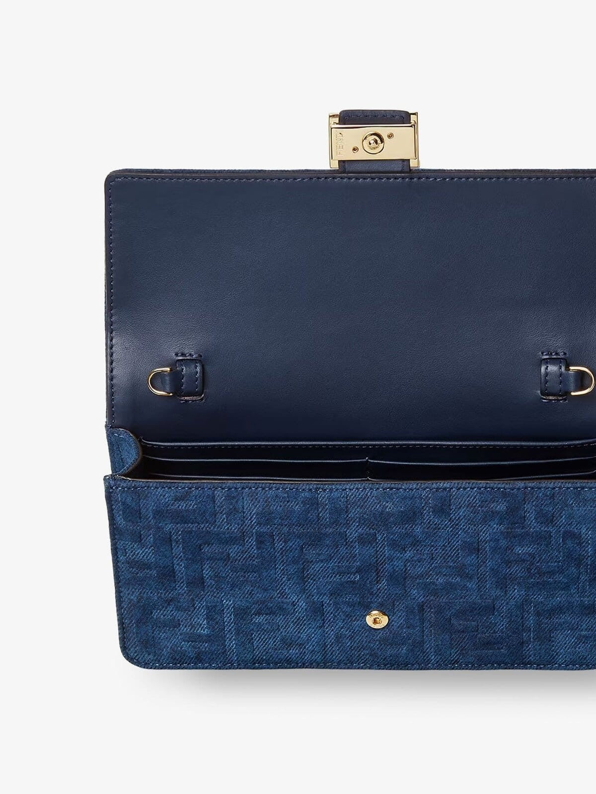 Fendi Continental with Chain Baguette Leather Crossbody Bag