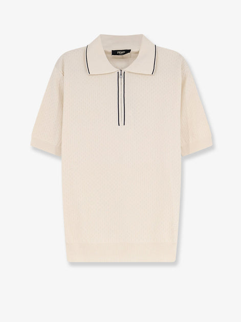 Cotton and silk polo shirt with FF embroidery