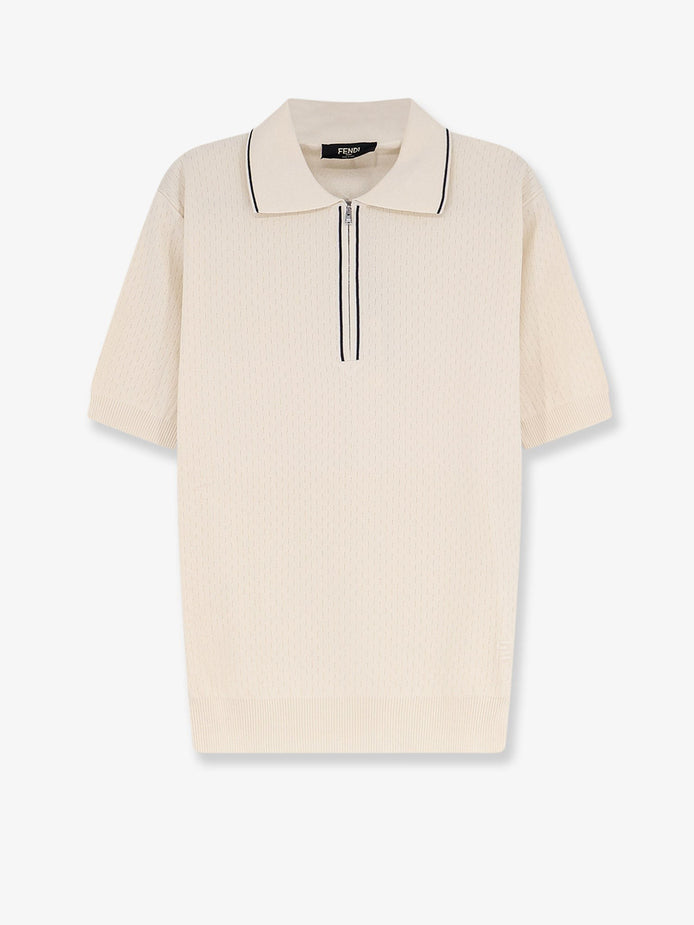 Cotton and silk polo shirt with FF embroidery