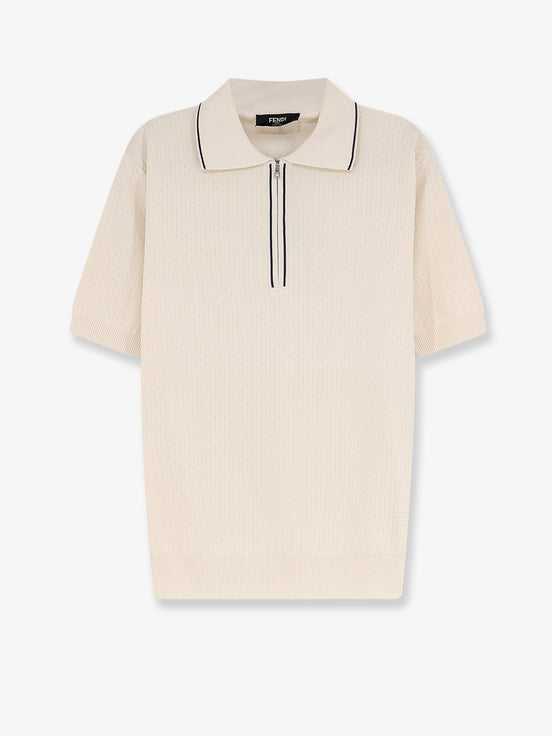Cotton and silk polo shirt with FF embroidery