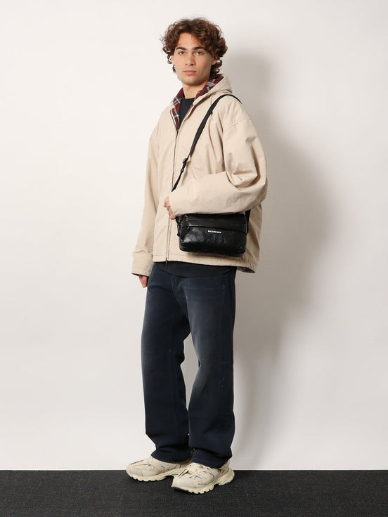 Cotton blend jacket with embroidered logo on the front