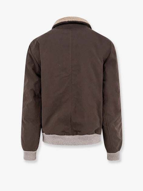 Cotton blend jacket with fur collar