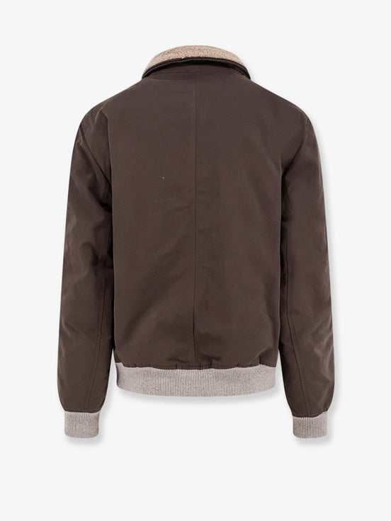 Cotton blend jacket with fur collar