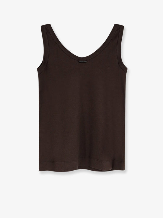 Cotton blend tank top with back monili detail
