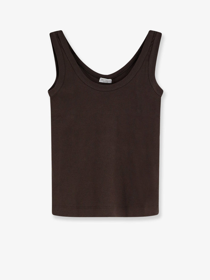Cotton blend tank top with back monili detail