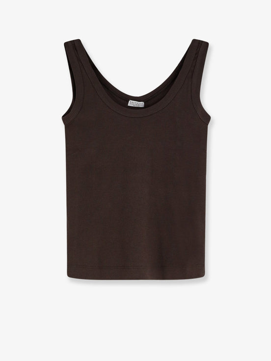 Cotton blend tank top with back monili detail