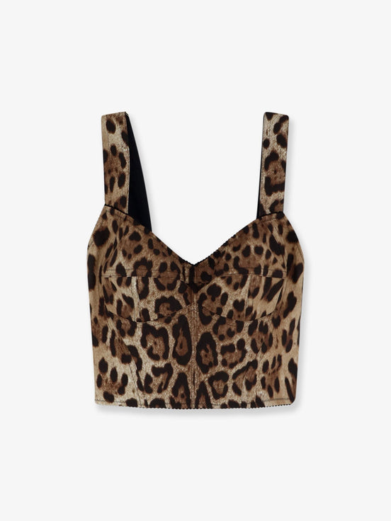 Cotton blend top with animal print