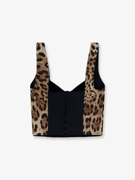 Cotton blend top with animal print