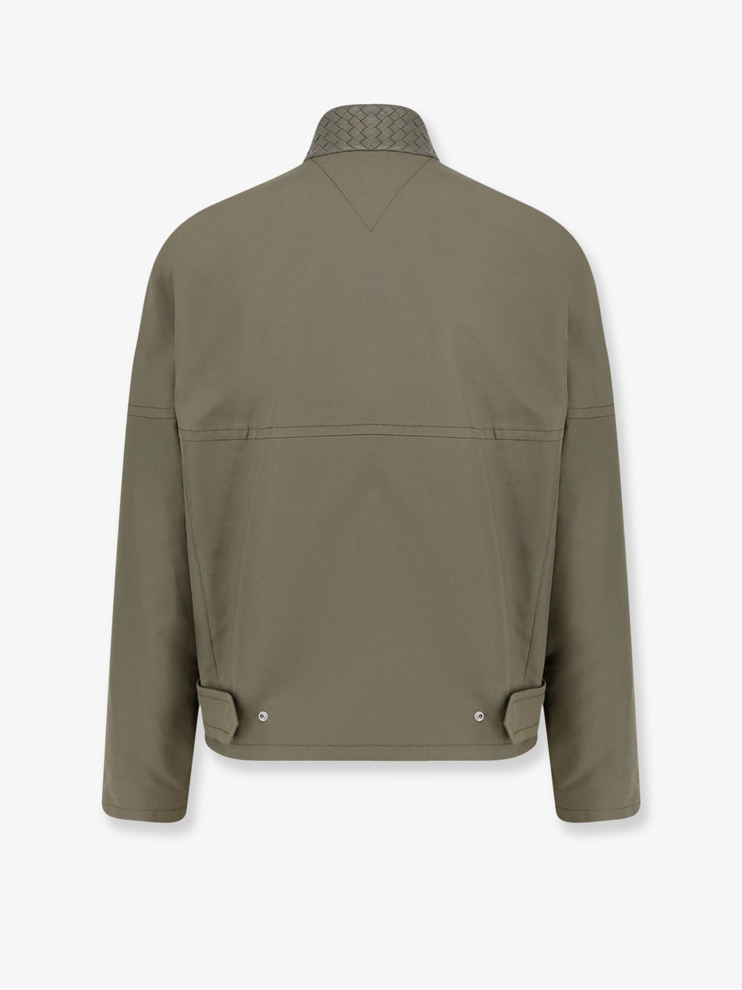 Cotton jacket with Intrecciato leather detail