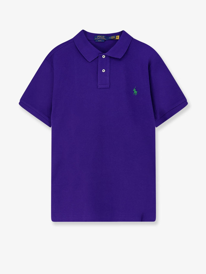 Cotton polo shirt with frontal embroidered logo