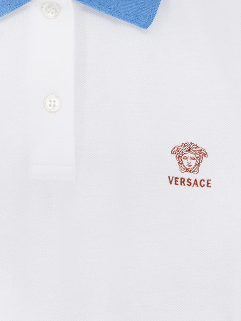Versace Cotton polo shirt with Medusa embroidery