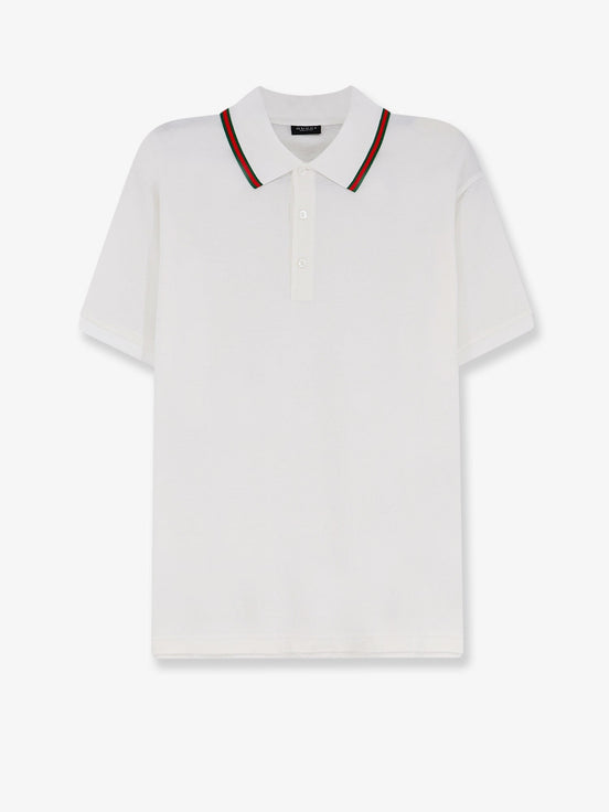 Cotton polo shirt with Nastro Web detail on the collar